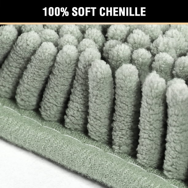 1pc Ultra Soft Microfiber Chenille Bath Rug - Washable, Dry Fast, Water Absorbent - Perfect for Bathroom and Bedroom Area Rugs