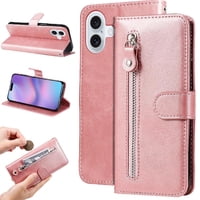 Gangxun - Funda Con Cremallera Para Iphone 17, Carcasa Cartera De Cuero Pu Con Soporte Y Tarjetero