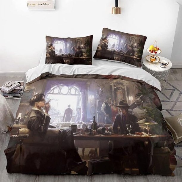At-tack -on Gia-nt Anime Soft- -3D Prin-ted Du-vet Cove-r Bedding Se-t with Comforte-r Cover 3- Piece Set