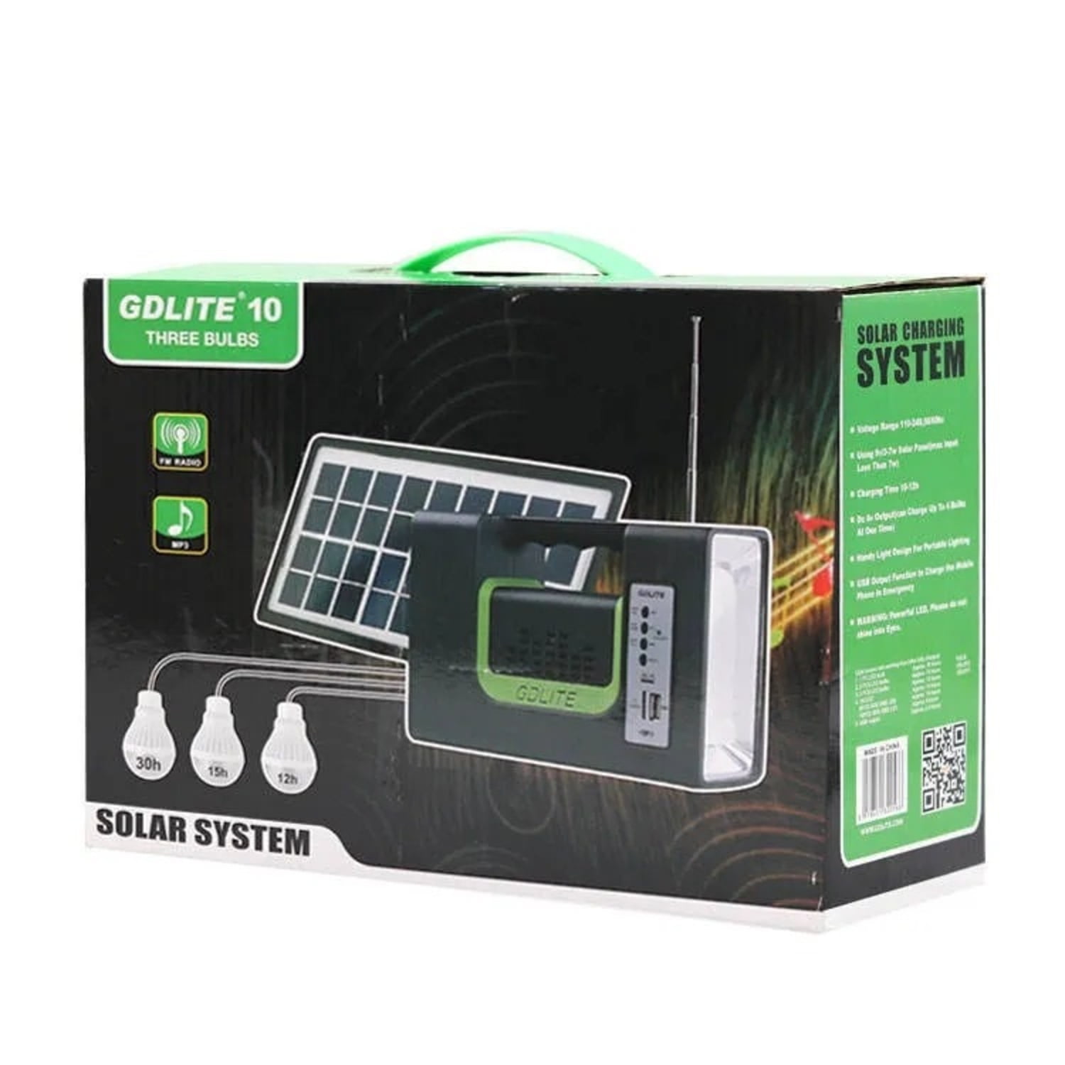 Genérico - Kit Emergencia Camping Solar 3 Ampolletas Linterna+radio Mp3