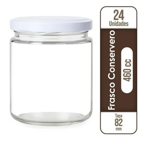 Genérico - Frasco Conservero 460 Cc Con Tapa Metálica Pack 24 Unidades Blanco