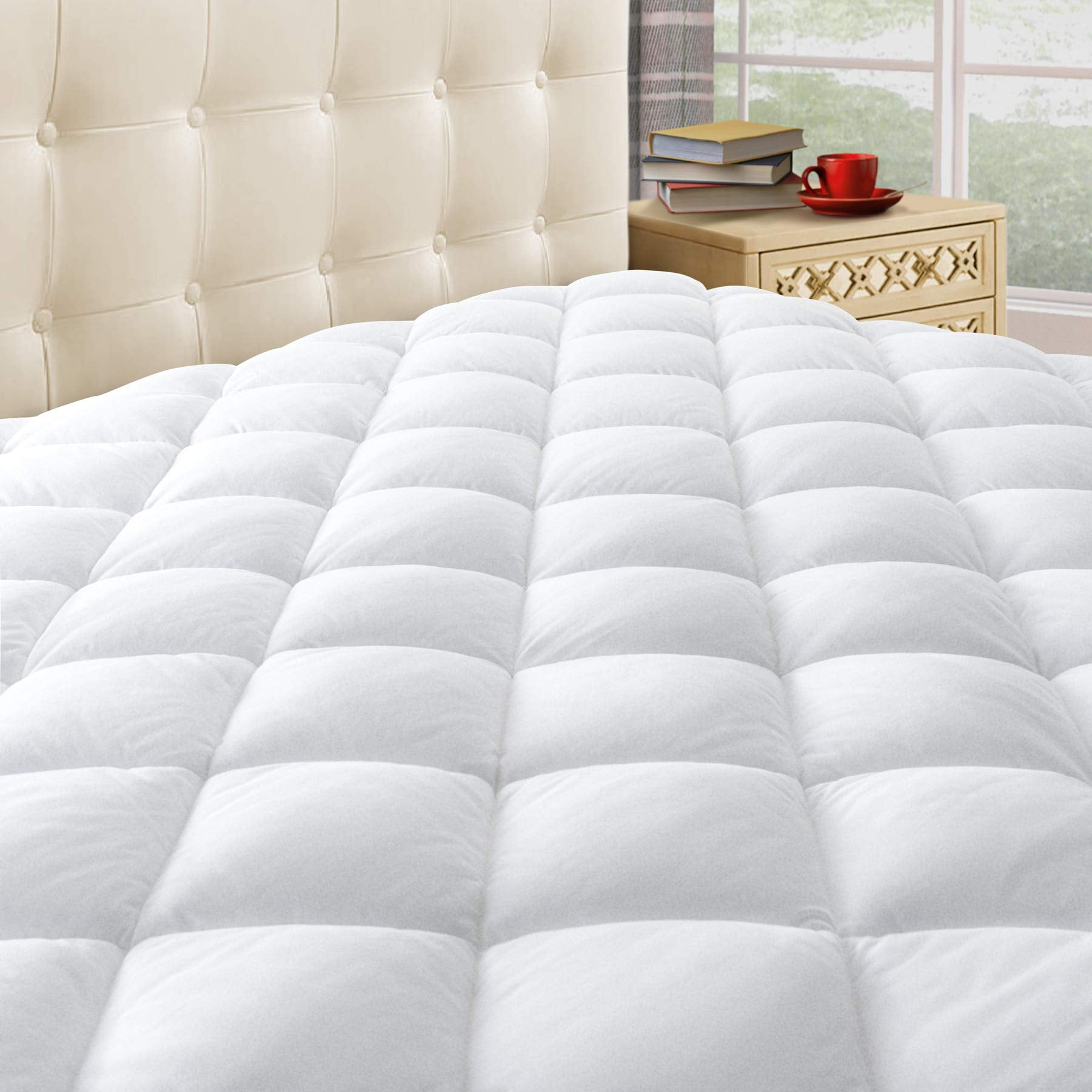 Funda De Colchón Taupiri King Acolchada, Suave Y Refrescante, Blanca