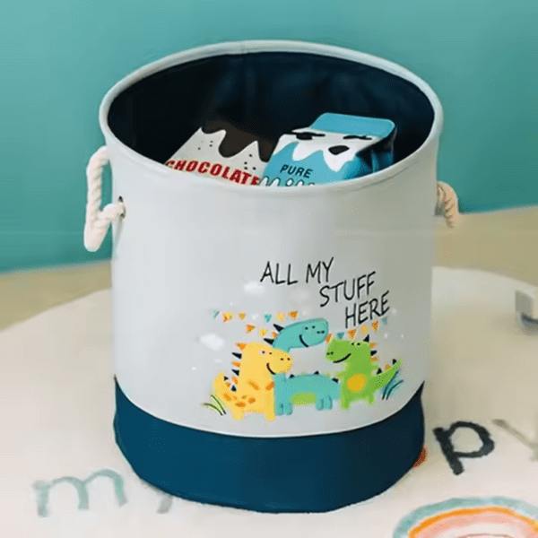 Estilodomus - Canasto Organizador Infantil Dino Cesto Ropa Sucia Dinosaurios