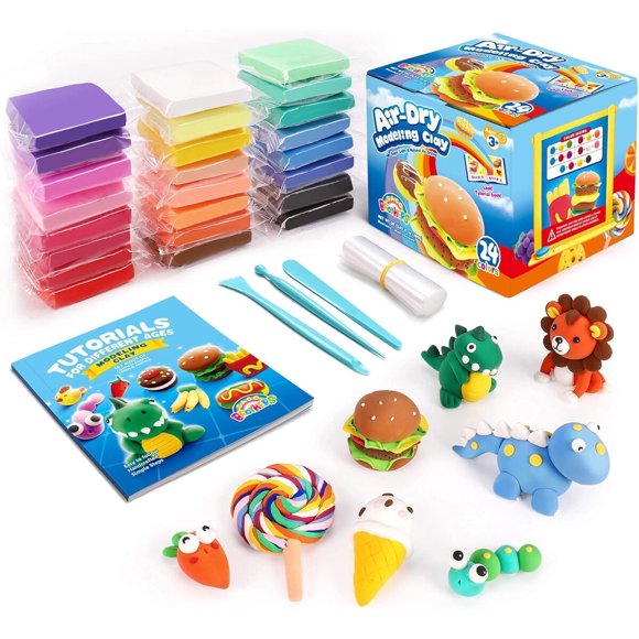 Sago Brothers 24 Colors Air Dry Clay for Kids with 3 Tools