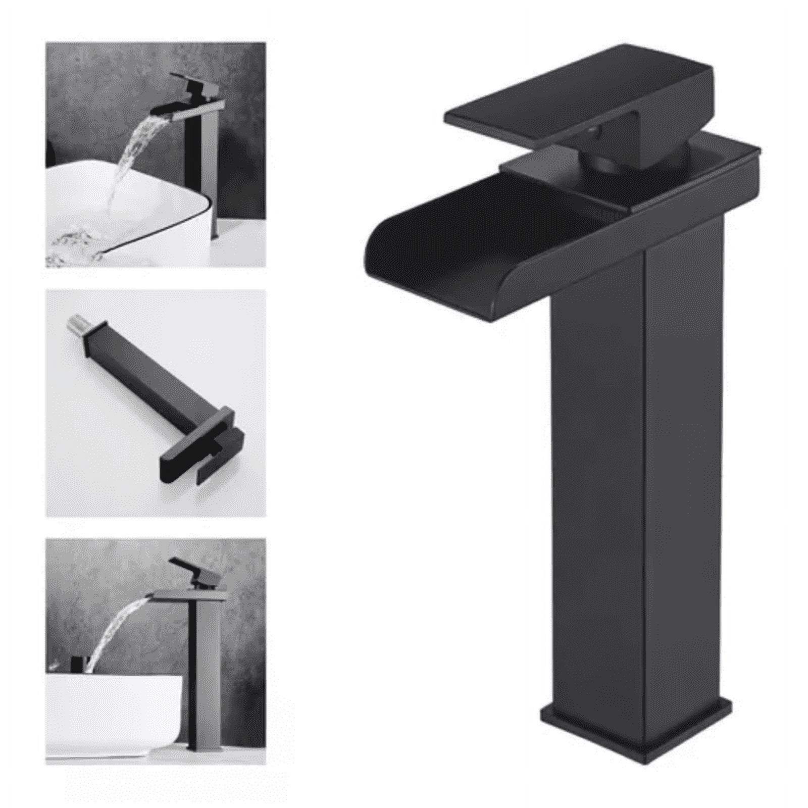 Genérico - Llave Monomando Lavamanos Estilo Cascada Moderna Acero Negro