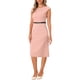 thumbnail image 4 of INSPIRE CHIC Vestido Elegante de Mujer con Mangas Cortas y Cinturón para el Trabajo, Vestidos Ajustados Rosa M, 4 of 6