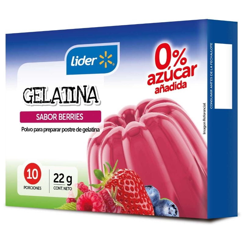 Gelatina 0% Azúcar Sabor Berries 22 g Lider