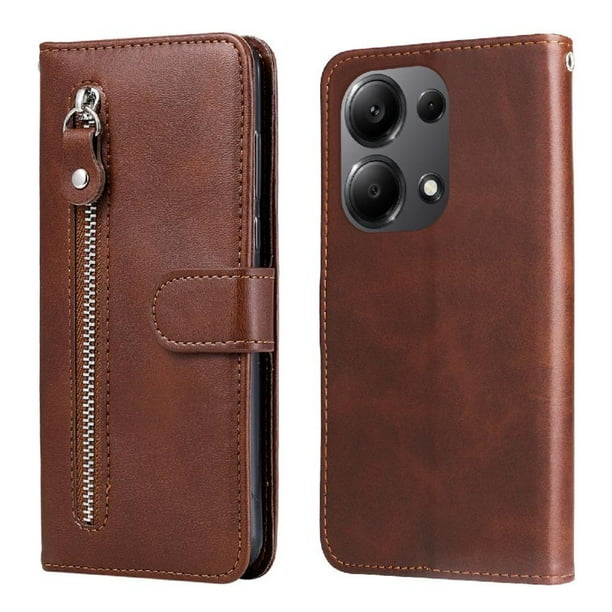 Funda con Cremallera para Xiaomi Redmi Note 13 Pro 4G, Carcasa Cartera de Cuero PU con Soporte y Tarjetero