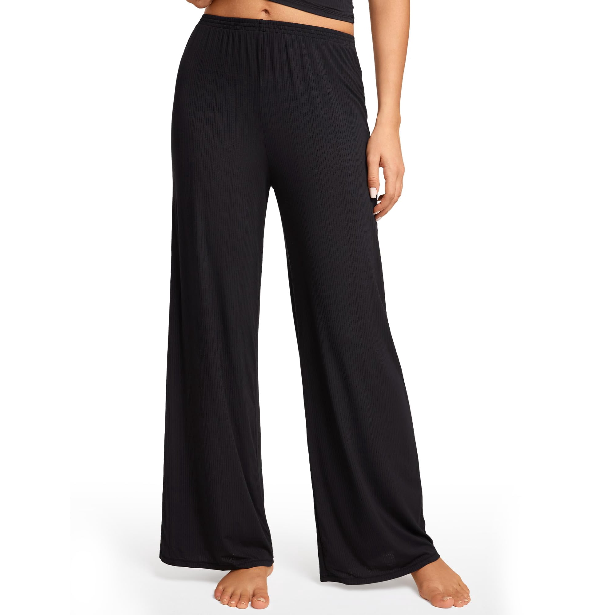 Pantalones De Pijama De Pierna Ancha Para Mujer Soulvor En Modal Negro Talla M