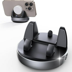 Genérico - Soporte De Teléfono Ajustable Para Coche - Soporte Para Salpicadero, Agarre De Silicona Antideslizante, Giratorio 360°, Inclinación Vertical 30°, Ajuste Universal Para Smartphones, Negro-Plata