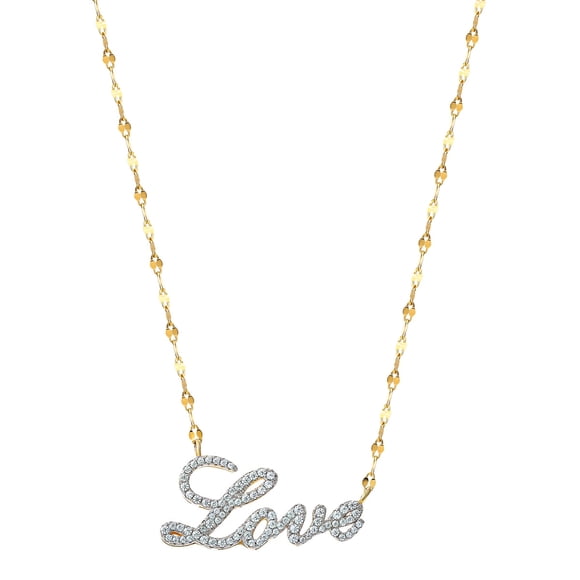 Collar Brilliance Love de Plata Sterling 925 con Oro de 14 kt, 18 in