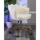 thumbnail image 3 of Silla De Escritorio Ostra Acolchada Felpa Base Giratoria Dorada - Beige, 3 of 4