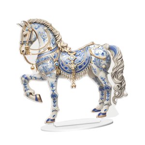 Bothyi - Señal Acrílica En Forma De Caballo 2D Con Estatua Del Soporte Para La Chimenea De Vacaciones De Gabinete Azul