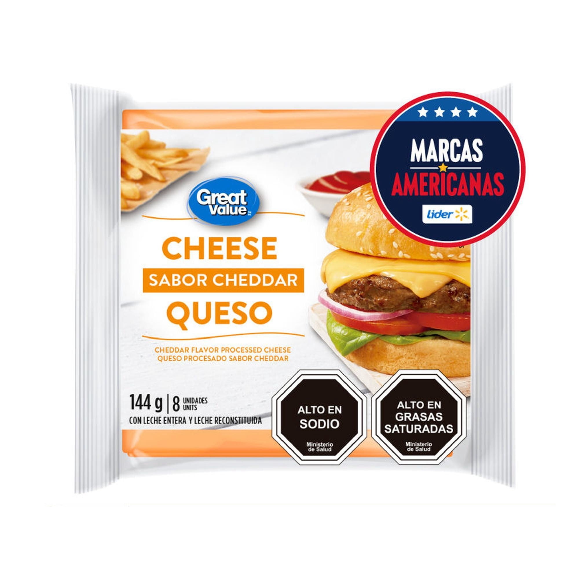 Queso Cheddar Laminado 144 g Great Value
