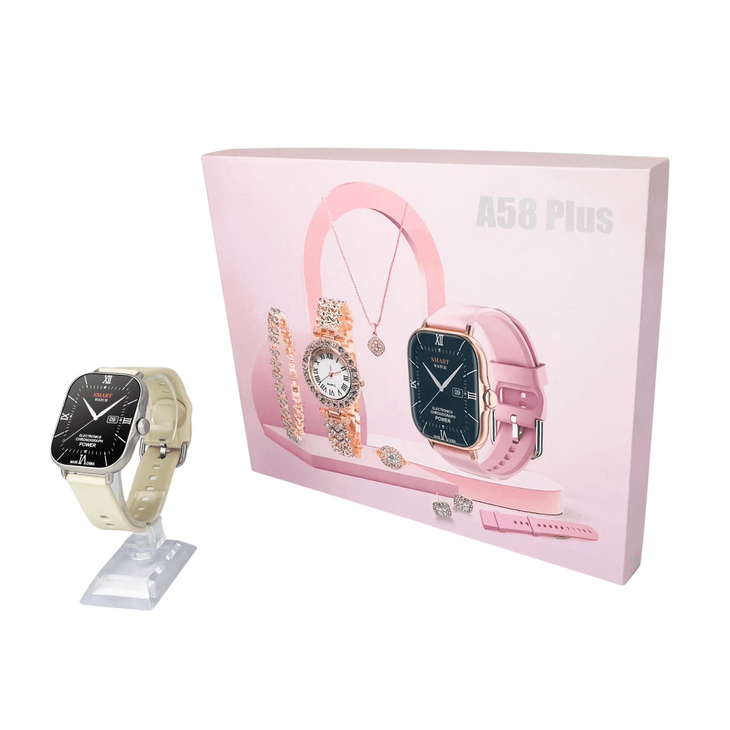 Genérico - Smartwatch A58plus Con Pantalla Táctil | Reloj Inteligente Beige Plateado