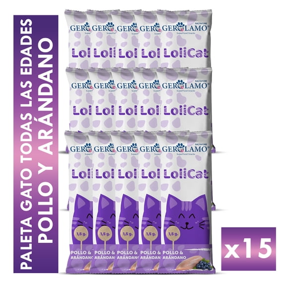 Paleta Gato Gerolamo Lolicat Pollo Arándano Caja X15