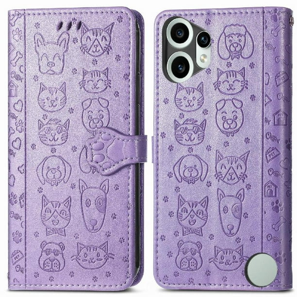 Funda Cartera FOXDOCK para Nothing CMF Phone 2 Pro , Flip PU con Relieve de Gatos y Perros, Tarjetero y Soporte