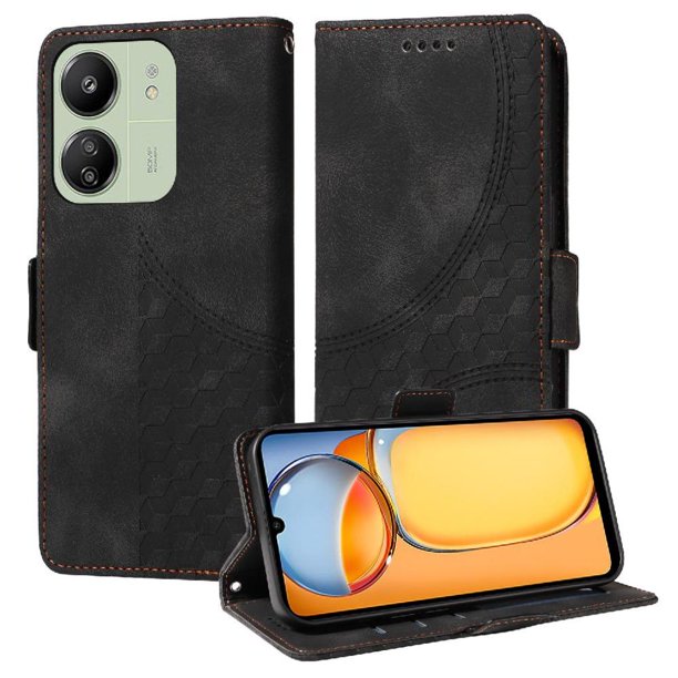 Carcasa FOXDOCK Xiaomi Poco C65 de cuero PU, diseño acolchado clásico, protección contra caídas y rayones