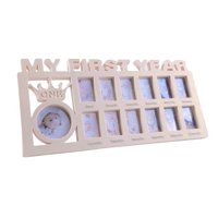 Magideal - Marco De Fotos Para Bebé Primer Año Decorativo Collage Para Meses Recuerdos De Nacimiento Álbum Infantil Hecho De Plástico Vidrio Y Cartón Resistente Rosado