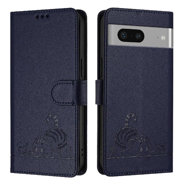 Funda tipo cartera FOXDOCK para Google pixel 7 con soporte, ranuras, RFID, diseño de gato