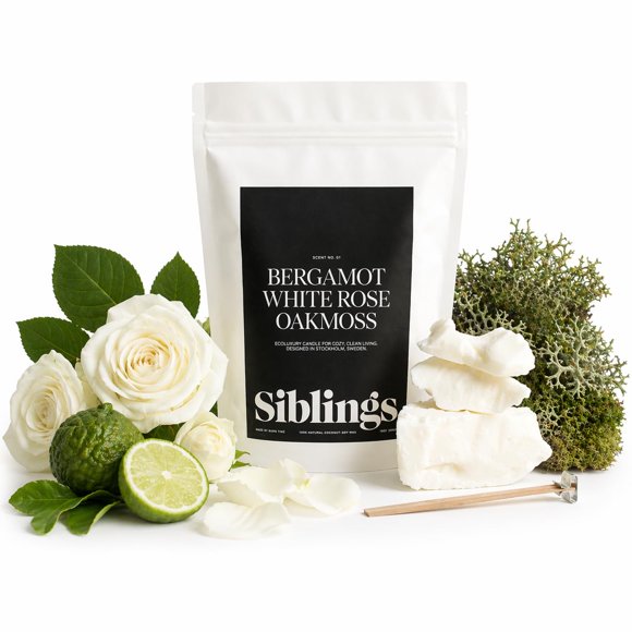 Kit de recarga de velas Siblings Bergamota, Rosa blanca y Musgo de roble
