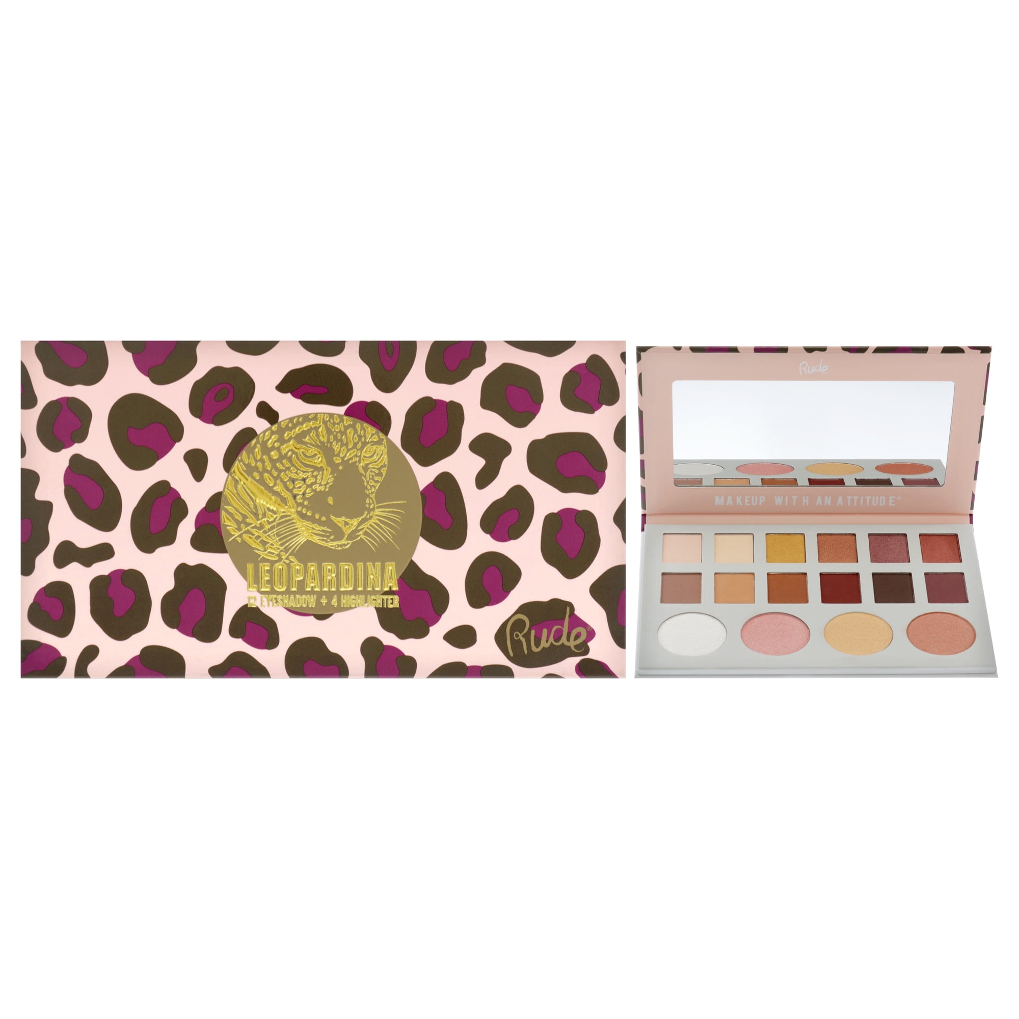 Paleta De Sombras Y Resaltadores Rude Cosmetics Leopardina Mujer