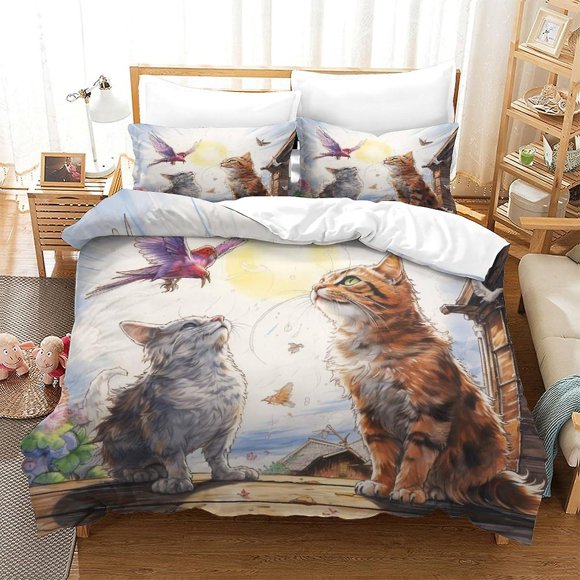 Juego De Funda Nórdica Y Funda De Almohada De Microfibra Estampadas Con Gatos Pintados A Mano Para Niños Juego De Funda Nórdica Con Estampado De Arte Graffiti Regalo Para Adolescentes