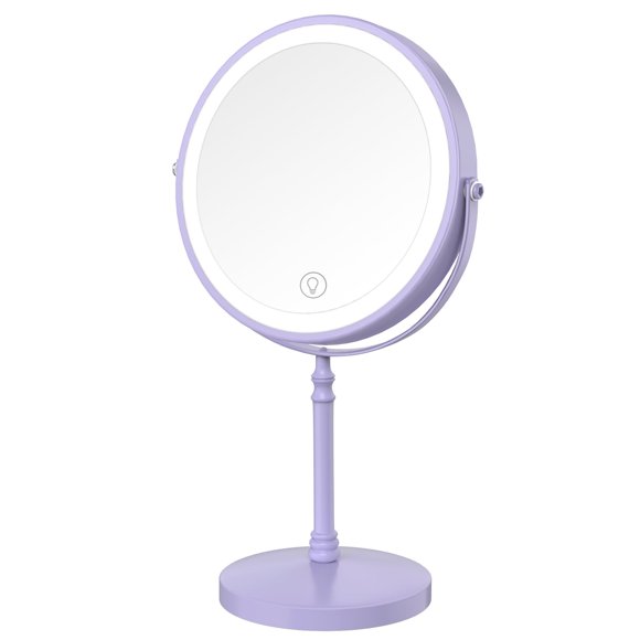 DEIOVWXS Espejo de Maquillaje, Espejo de Tocador Recargable con 3 Luces, 1X/10X