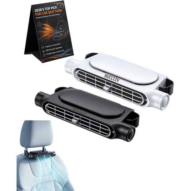 Ventilador asiento trasero coche conductor pasajeros mini silencioso USB reposacabezas doble flujo