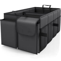 Xusx111 - Organizador De Maletero Plegable - Suvs Y Sedanes, Organización Robusta Del Coche Con 2 Compartimentos, Negro, 21.25 ""× 12.6 ""× 10.6""
