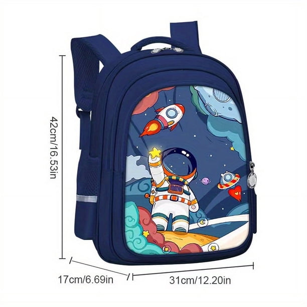 Get Ready for an Adventure with Our Primary School Schoolbag - Cartoon Astronaut Rocket Backpack, Perfect Gift for Kids!