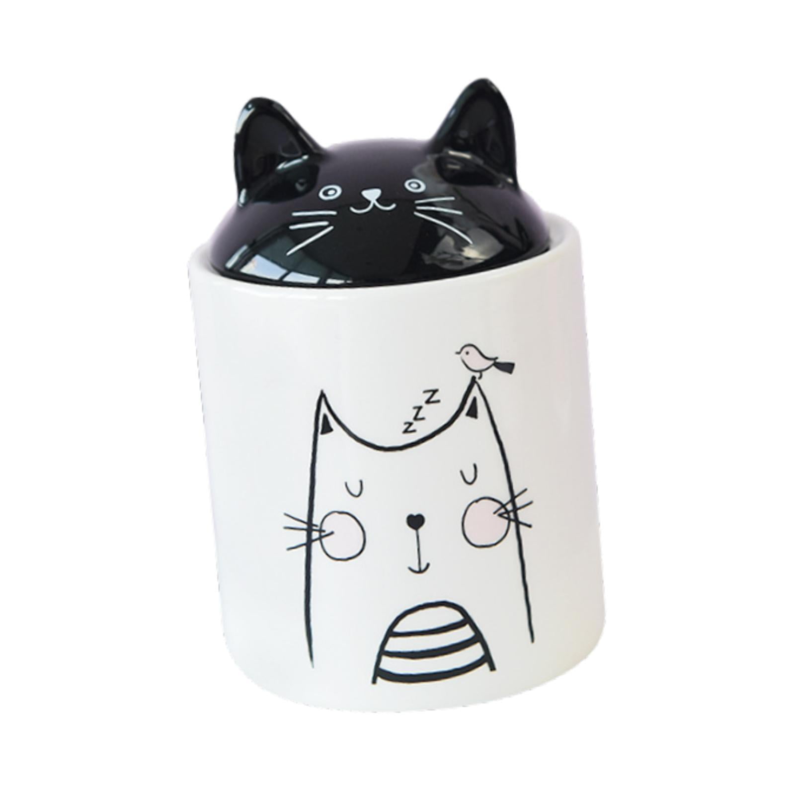 Bothyi - Tarro De Cerámica Para Almacenamiento De Gatos Con Tapa, Tarro Hermético Para Aperitivos En La Alacena, Encimera Pequeña