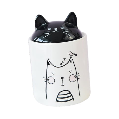 Bothyi - Tarro De Cerámica Para Almacenamiento De Gatos Con Tapa, Tarro Hermético Para Aperitivos En La Alacena, Encimera Pequeña