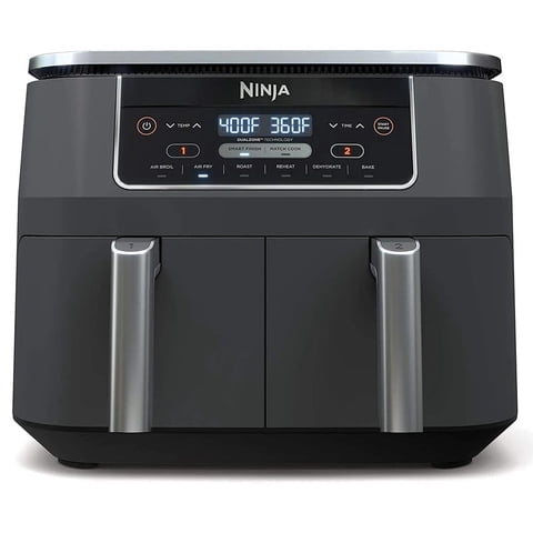 Ninja Dz201 Foodi - Freidora De Aire De 2 Cestas De 6 Cuartos En 1 Dualzone Con 2 Cestas De Freír Independientes, Combina Cocina Y Acabado Inteligente Para Asar, Asar, Deshidratar Y Más Para Comidas R