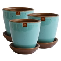 Pottery - Set De 3 Maceta Zafiro 24Cm Esmeralda Y Sus Platos