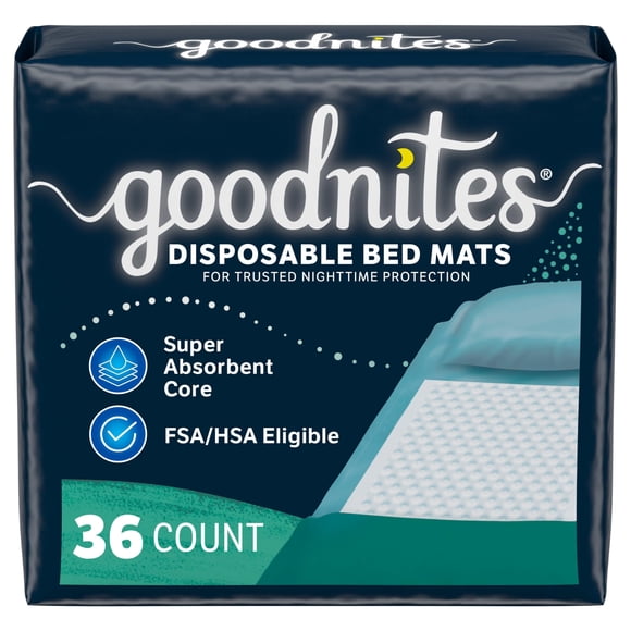 Almohadillas desechables GoodNites para mojar la cama, 70 x 85 cm, 36 unidades