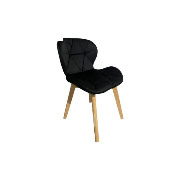 Silla Mariposa de Terciopelo Negra Estilo Mariposa con Patas de Madera