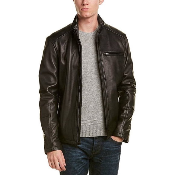 Chaqueta Cuero Cole Haan Negro Hombre