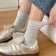 thumbnail image 2 of Calcetines Xiao Hua Media Longitud Caqui Rayas 3 Pares Mujer, 2 of 2