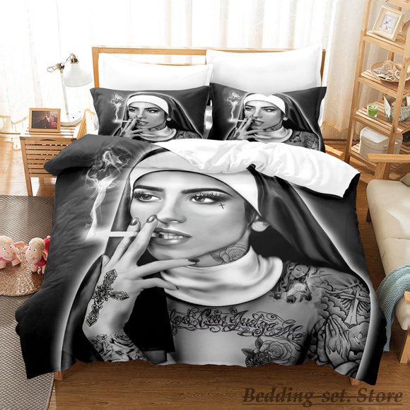 New Tattoo Nun Bedding Set Bed Set Aldult Kid Bedroom Duvetcover Setsparure de lit Bed