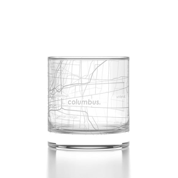 Vaso de Whisky Well Told con Mapa Grabado de Columbus Ohio 325 ml