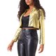thumbnail image 4 of INSPIRE CHIC Chaquetas Cortas para Mujer Cuello Alto Cremallera Metálica Manga Larga Chaqueta de Fiesta XL Oro, 4 of 6