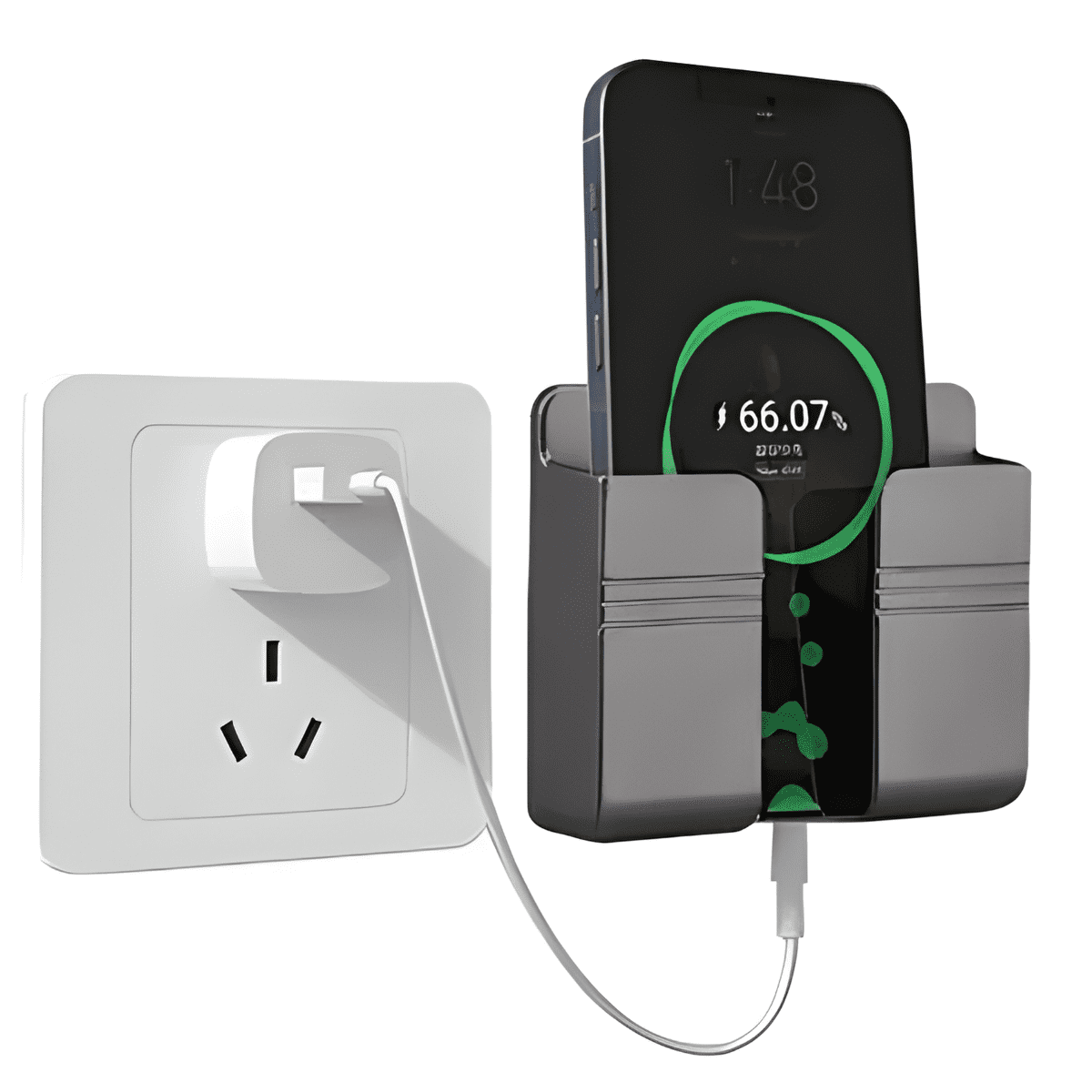 Genérica - Soporte Gris De Pared Adhesivo Para Celular