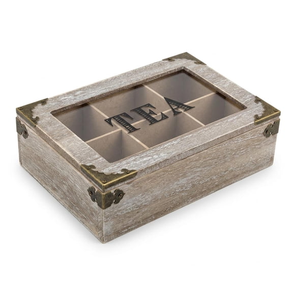 Caja De Te 6 Divisiones Tapa Con Diseño Decorativa Decohogar