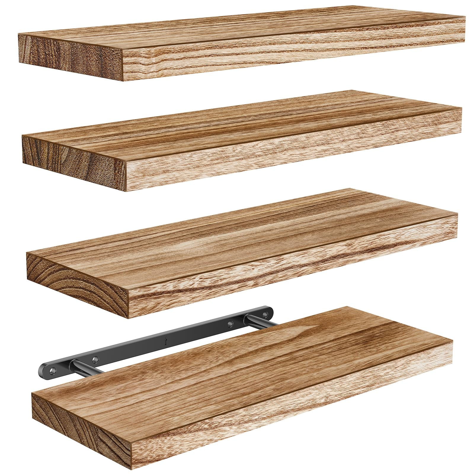 Estantes Flotantes Amada Homefurnishing De Madera De Paulownia, Juego De 4