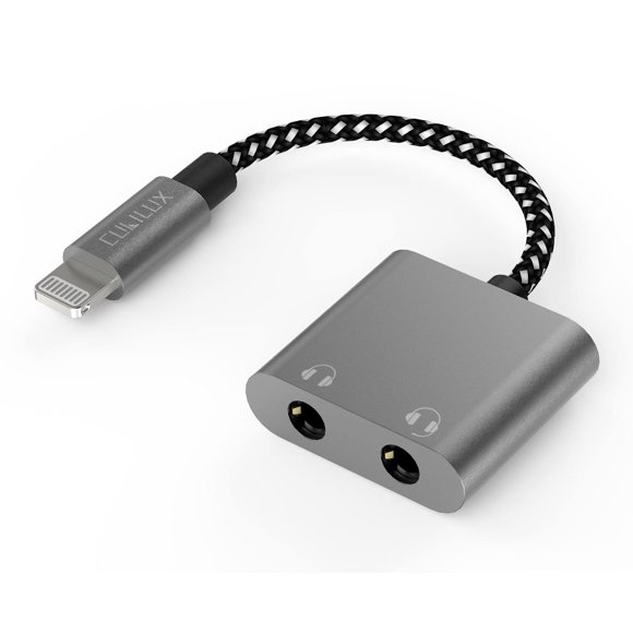 Divisor de auriculares Cubilux Lightning, conectores de audio duales de 3,5 mm