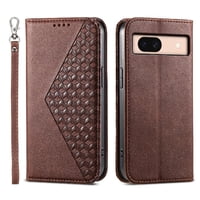 Funda Flip Foxdock Para Google Pixel 8A , Estilo Billetera Con Diseño Rombo, Correa De Mano Y Soporte, Uso Diario