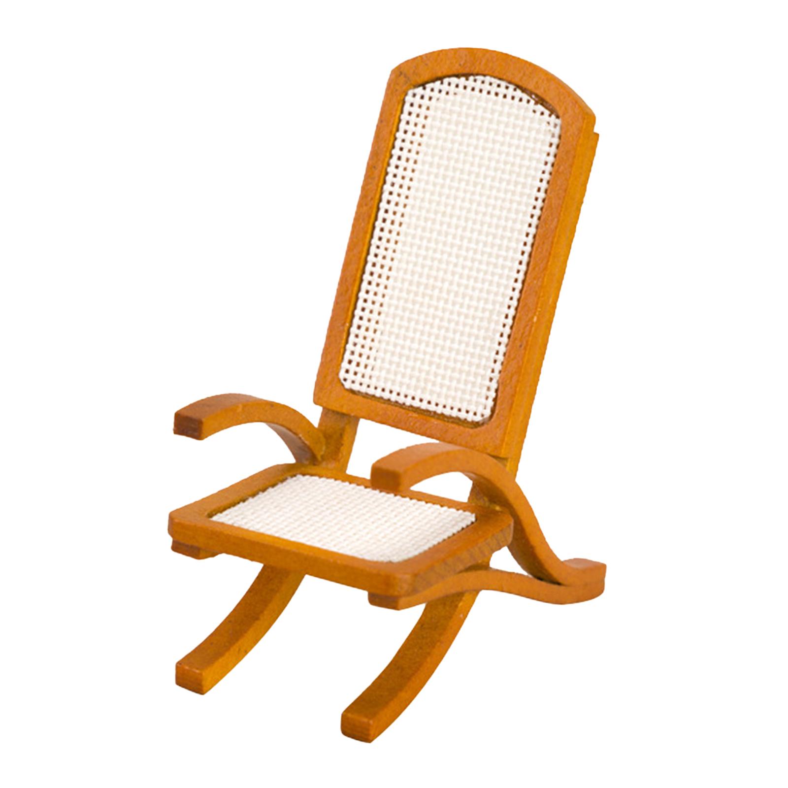 Magideal - Silla De Mimbre De Casa De Muñecas De Madera A Escala 1:12 Para Manualidades, Sillón Portátil Con Paisaje Diy, Sillón En Miniatura Para Salón Interior