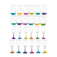 Set 24 Copas Vasos Cristar Fondo Color Fiestas Celebracion