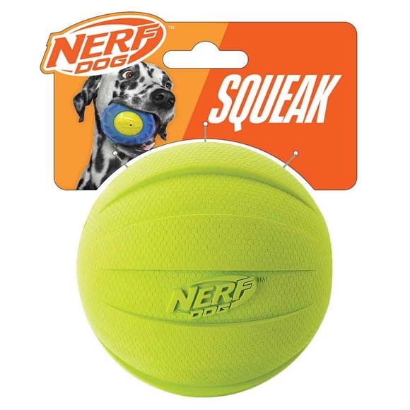 Pelota de goma para perros Nerf Dog con chirriador de 10 cm de diámetro Verde